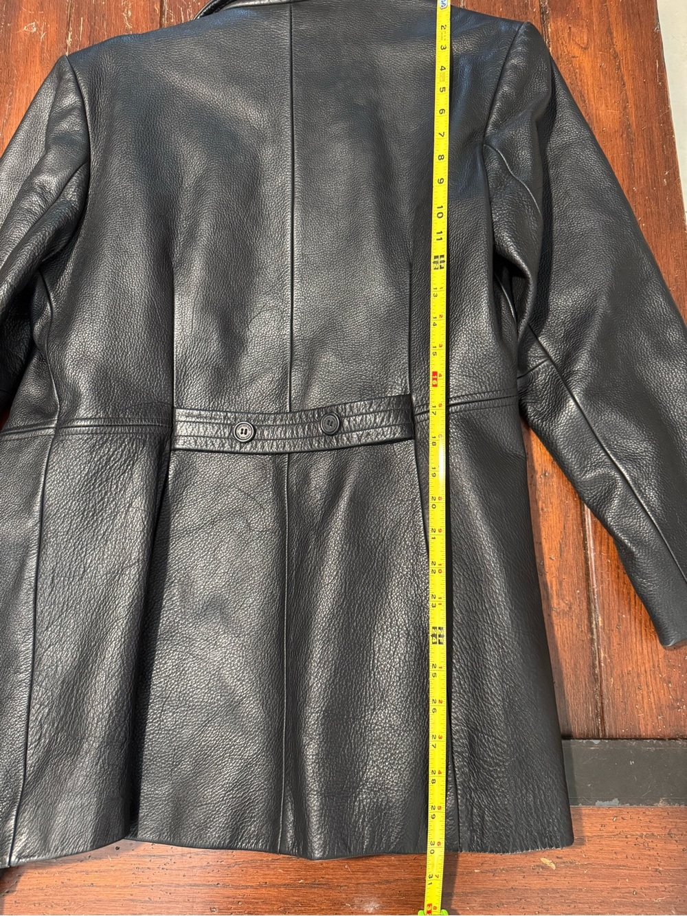 Jones New York Womens Leather Jacket Medium Black Double Breasted Peacoat - Picture 8 of 10